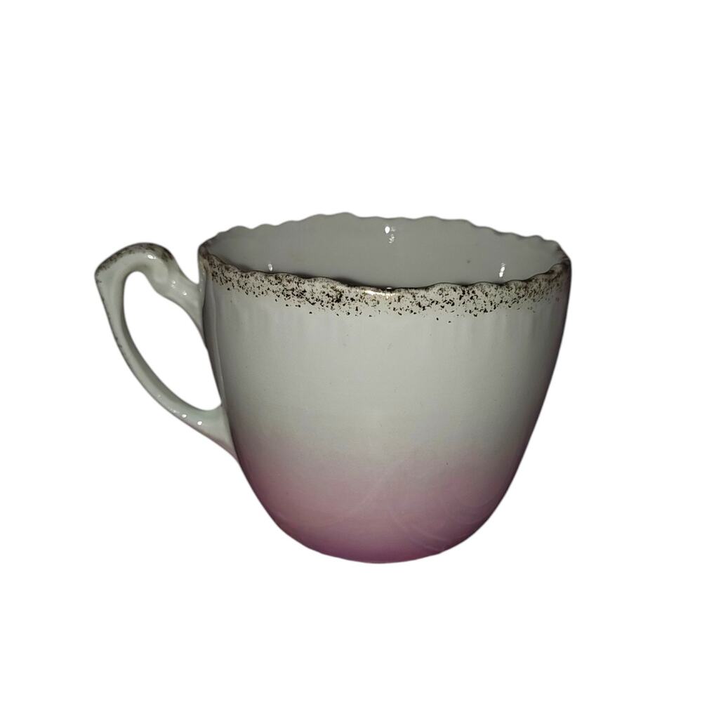 Antique Cup Pink & White Porcelain Decorative Victorian Gold Accent KMP